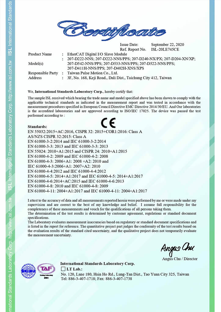 EtherCAT DIO Module CE Report