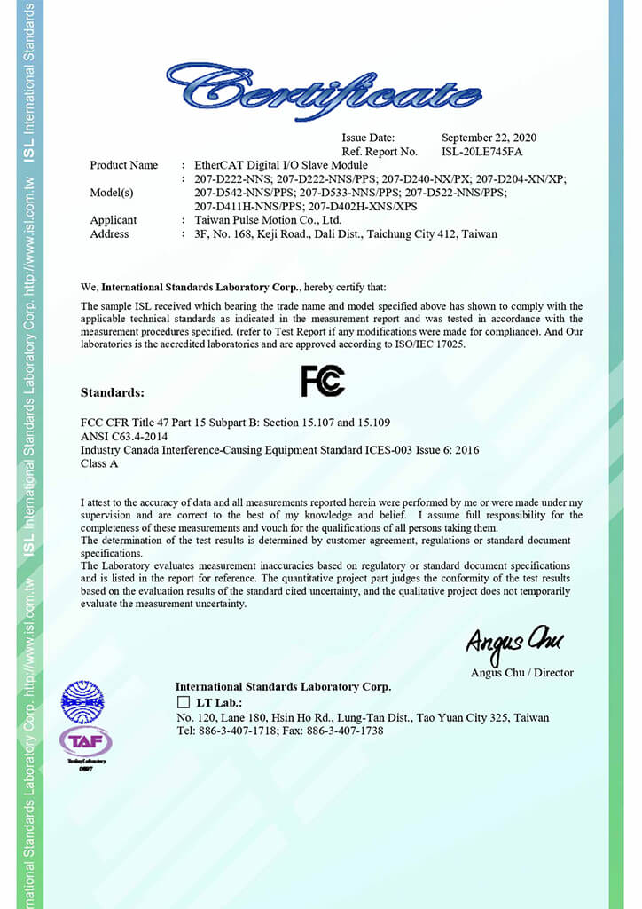 EtherCAT DIO Module FCC Report