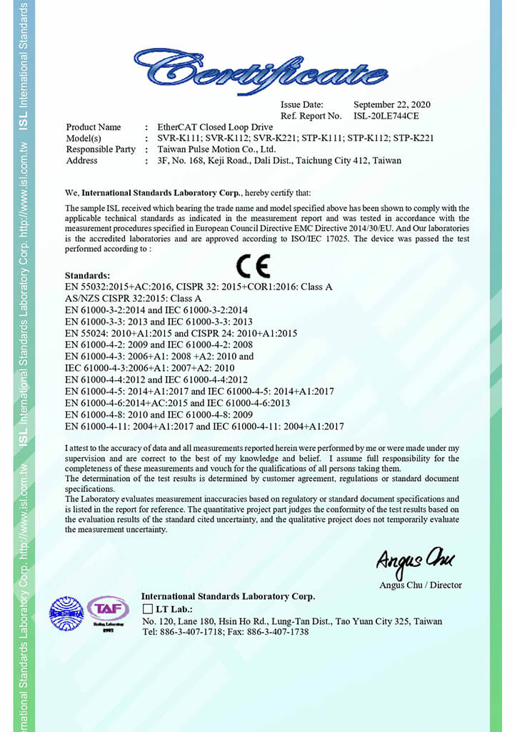 EtherCAT Stepper Drive CE Report